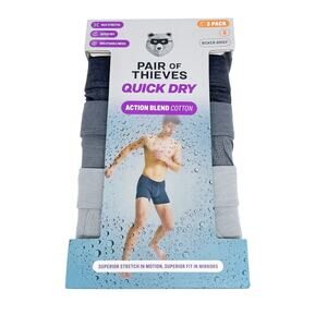 Pair of Thieves Men's Quick Dry Action Blend Cotton Boxer Briefs 3 Pack Size S
